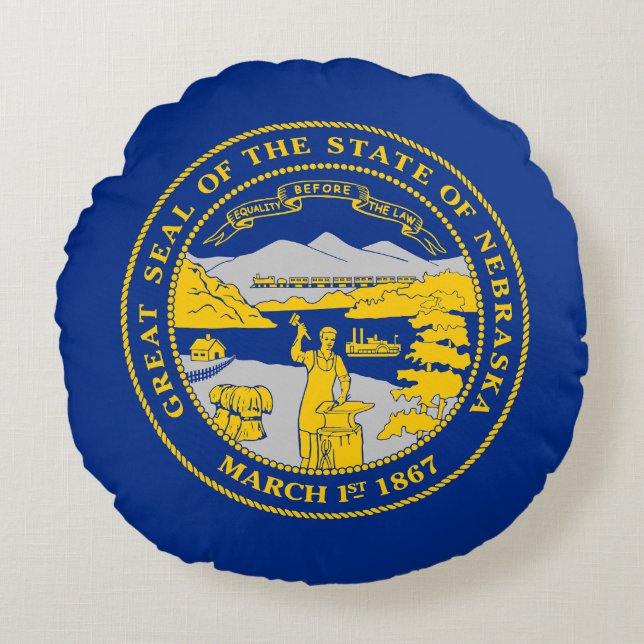 Staatsflagge von Nebraska Rundes Kissen (Vorderseite)