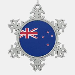 Staatsflagge von Neuseeland Schneeflocken Zinn-Ornament