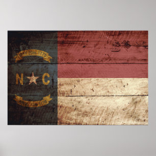 Staatsflagge von North Carolina auf Altholzkörner Poster