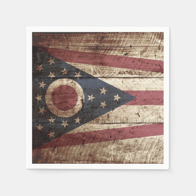 Staatsflagge von Ohio auf Altholzkörnern Serviette (Vorderseite)