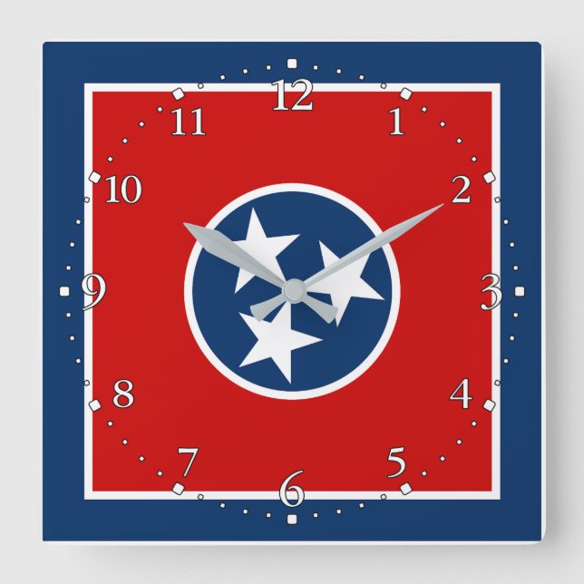 Staatsflagge von Tennessee Quadratische Wanduhr (Vorderseite)