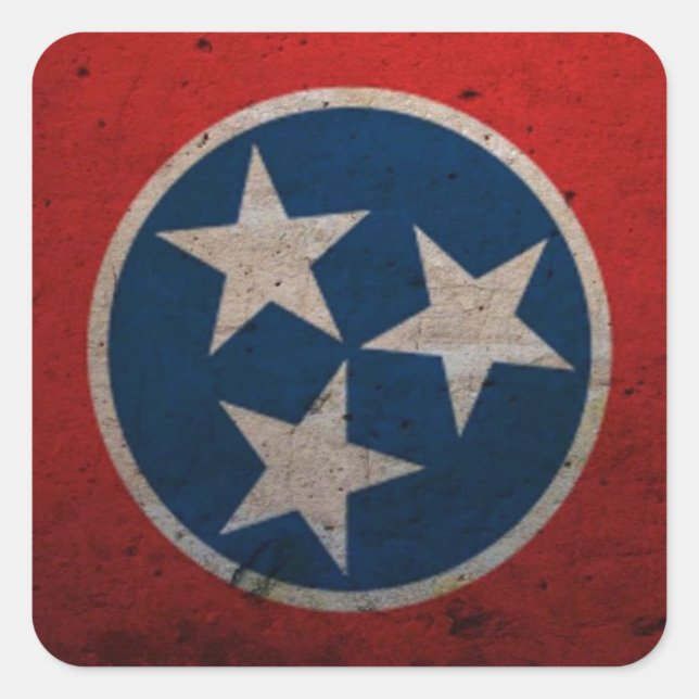 Staatsflagge von Tennessee Quadratischer Aufkleber (Vorderseite)