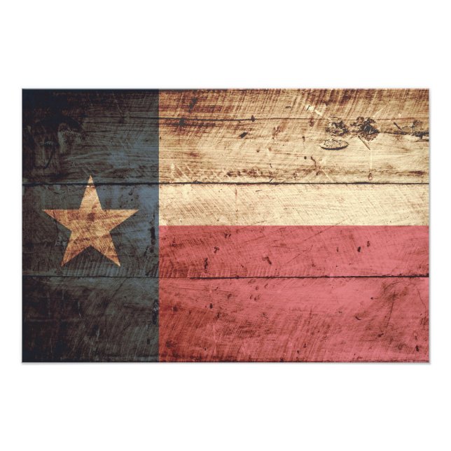 Staatsflagge von Texas auf Altholzkörnern Fotodruck (Vorne)