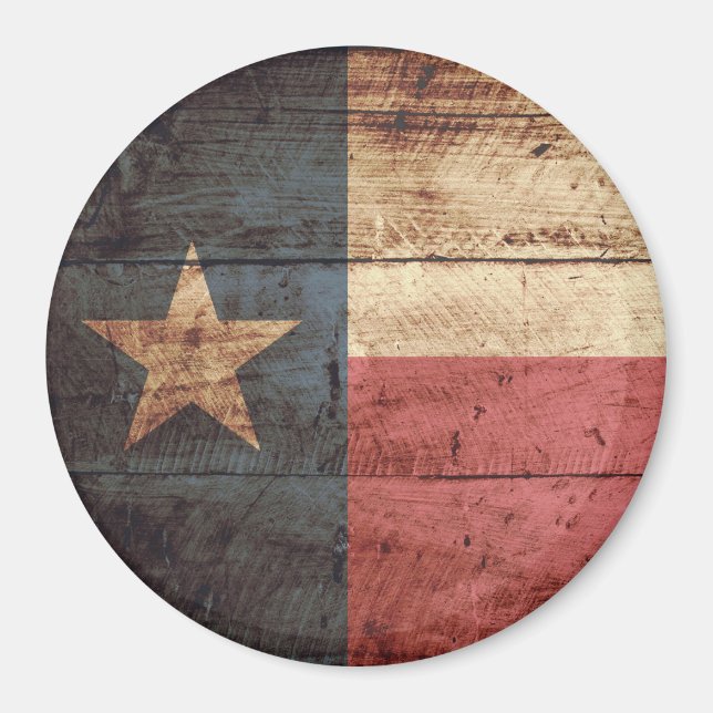 Staatsflagge von Texas auf Altholzkörnern Magnet (Vorne)