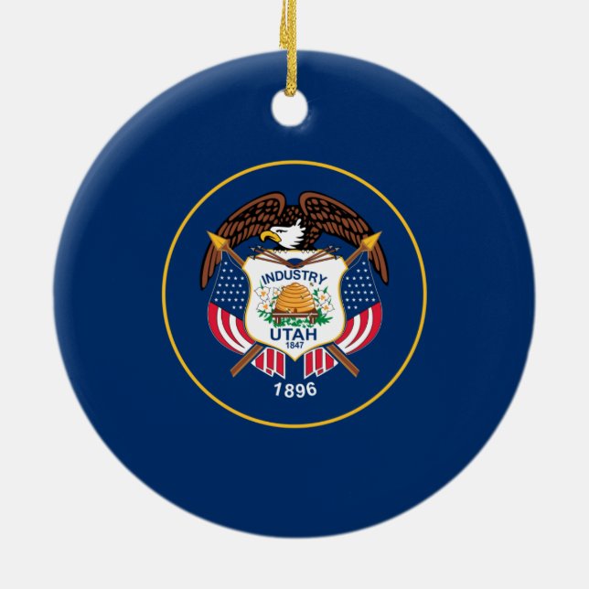 Staatsflagge von Utah Keramik Ornament (Hinten)