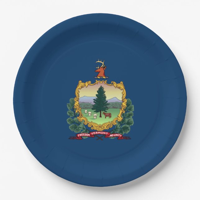 Staatsflagge von Vermont Pappteller (Vorderseite)