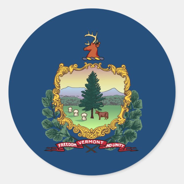 Staatsflagge von Vermont Runder Aufkleber (Vorderseite)