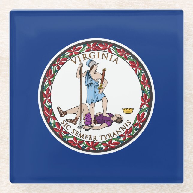 Staatsflagge von Virginia Glasuntersetzer (Vorderseite)