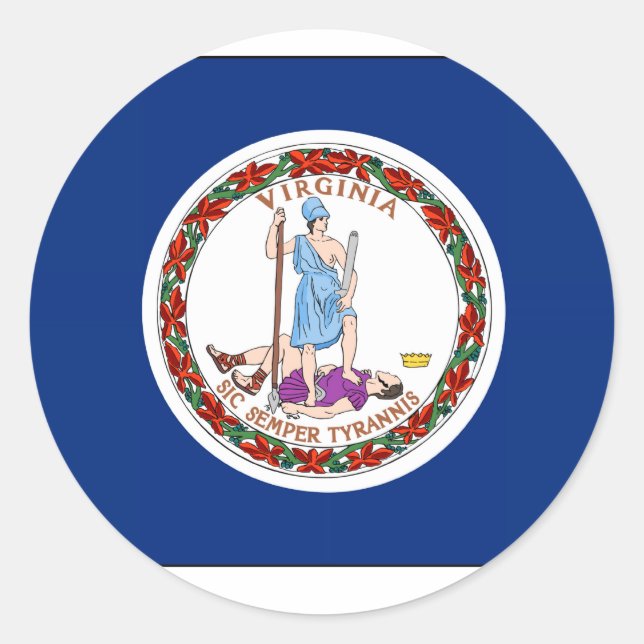 Staatsflagge von Virginia Runder Aufkleber (Vorderseite)