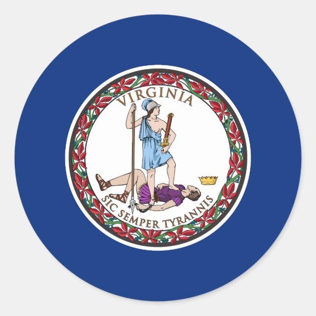 Staatsflagge von Virginia Runder Aufkleber (Vorderseite)