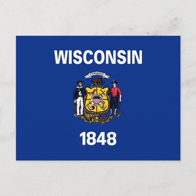 Staatsflagge von Wisconsin Postkarte (Vorderseite)