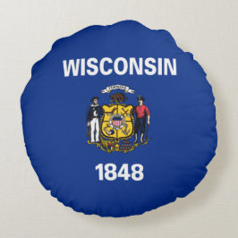 Staatsflagge von Wisconsin Rundes Kissen