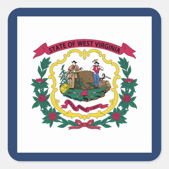 Staatsflagge West Virginia Quadratischer Aufkleber (Vorderseite)