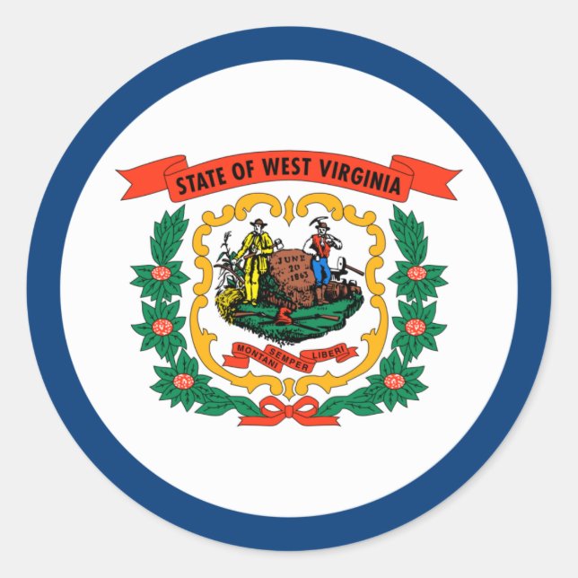 Staatsflagge West Virginia Runder Aufkleber (Vorderseite)