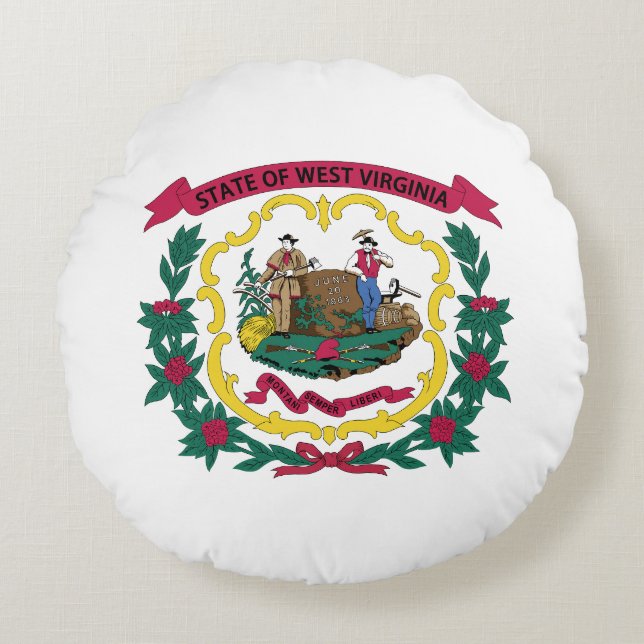 Staatsflagge West Virginia Rundes Kissen (Vorderseite)