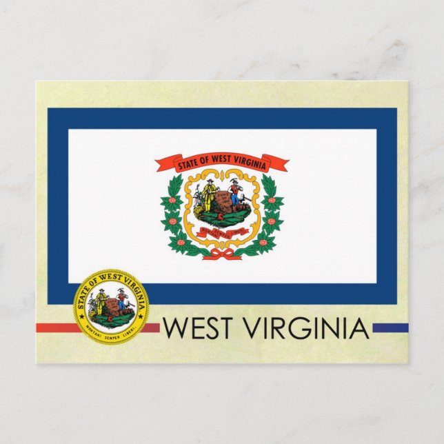 Staatsflagge West Virginia und Siegel Postkarte (Vorderseite)
