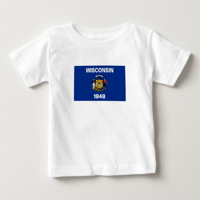 Staatsflagge Wisconsin Baby T-shirt (Vorderseite)