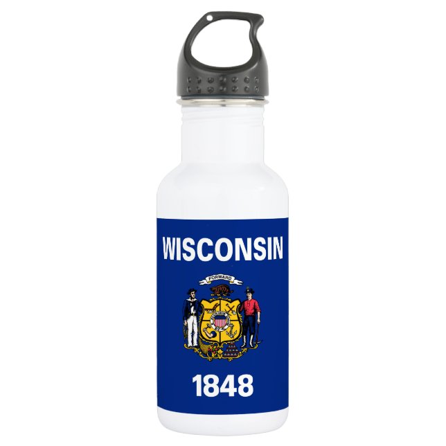 Staatsflagge Wisconsin Edelstahlflasche (Vorderseite)