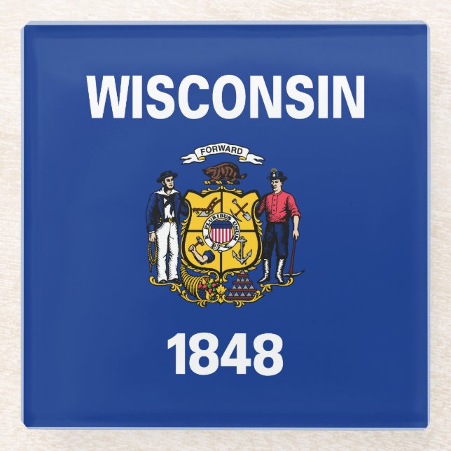 Staatsflagge Wisconsin Glasuntersetzer (Vorderseite)