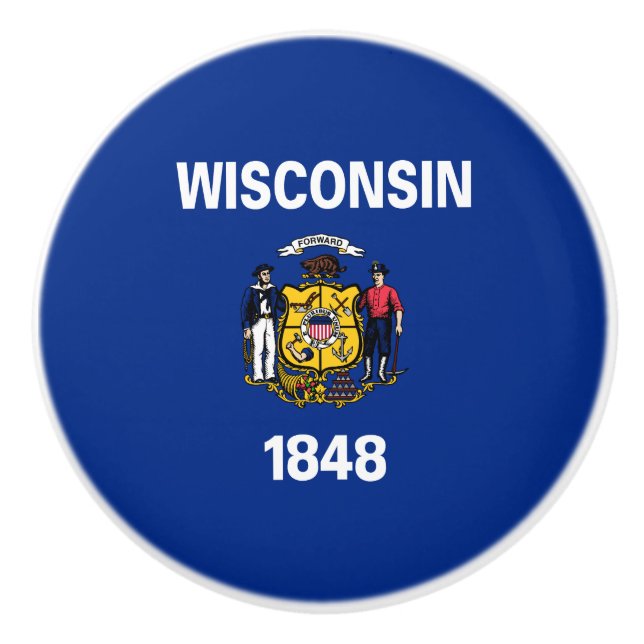 Staatsflagge Wisconsin Keramikknauf (Vorderseite)