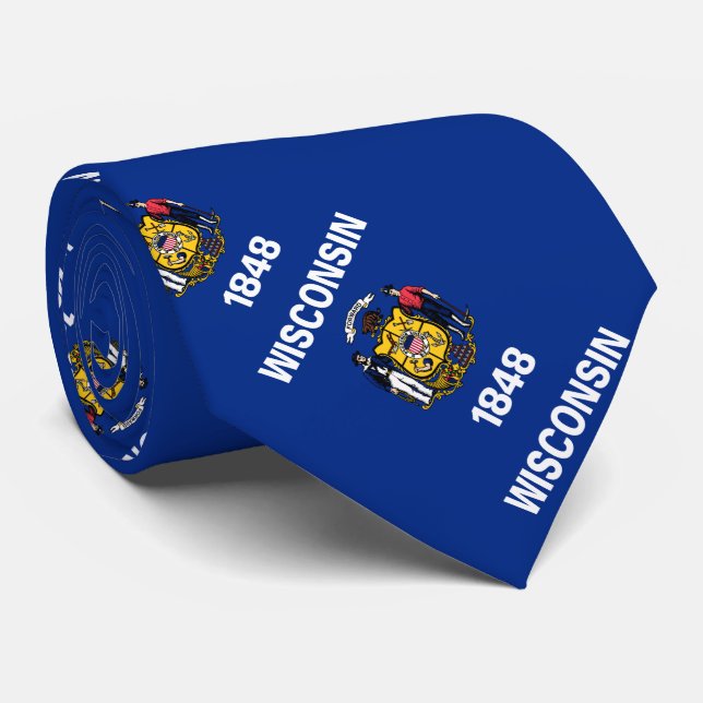 Staatsflagge Wisconsin Krawatte (Gerollt)