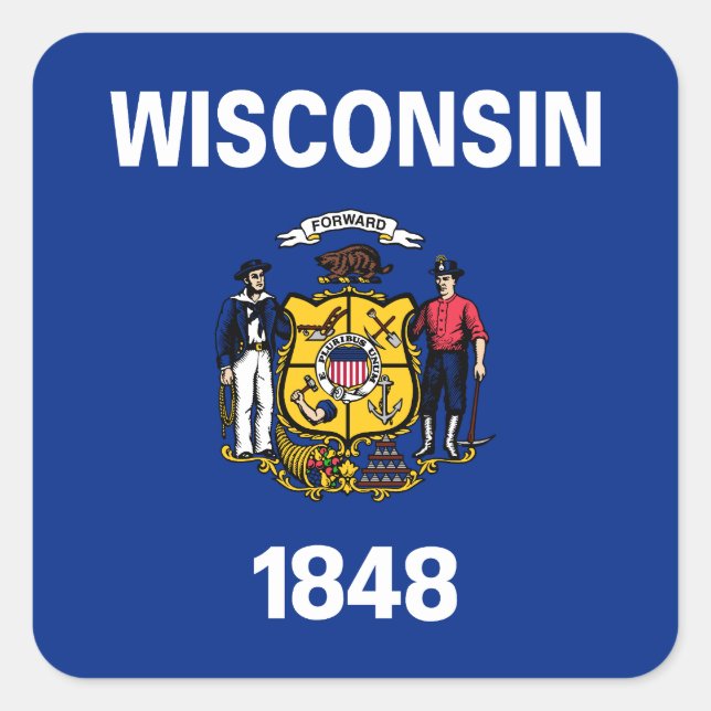 Staatsflagge Wisconsin Quadratischer Aufkleber (Vorderseite)