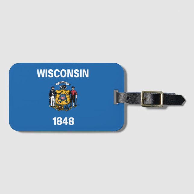 Staatsflagge Wisconsin, USA Gepäckanhänger (Vorderseite (Horizontal))