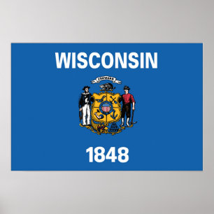 Staatsflagge Wisconsin, USA Poster
