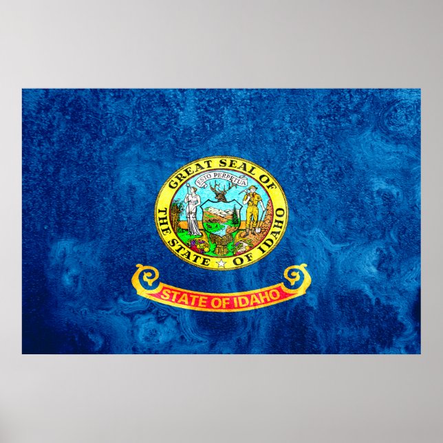 Staatsflaggengrunge von Idaho Poster (Vorne)