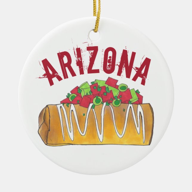 Staatsstolz Arizona AZ Tex Mex Chimichanga Keramik Ornament (Vorne)
