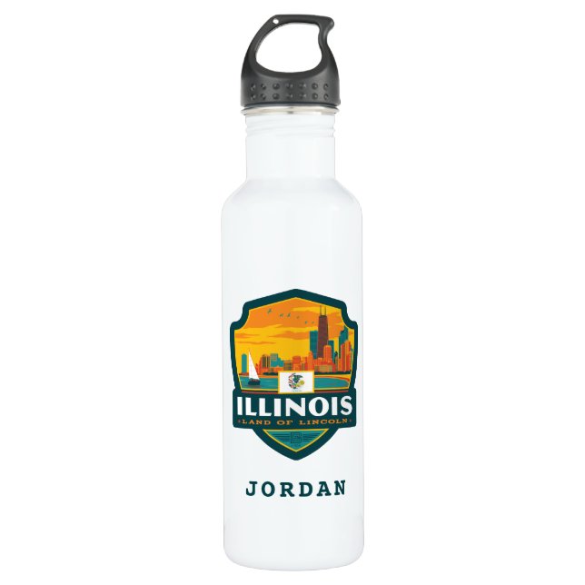 Staatsstolz | Illinois Edelstahlflasche (Vorderseite)