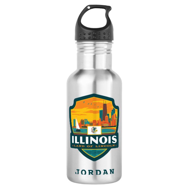 Staatsstolz | Illinois Edelstahlflasche (Vorderseite)
