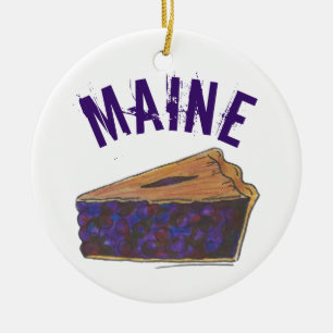 Staatsstolz Maine Blueberry Pie Slice Keramik Ornament