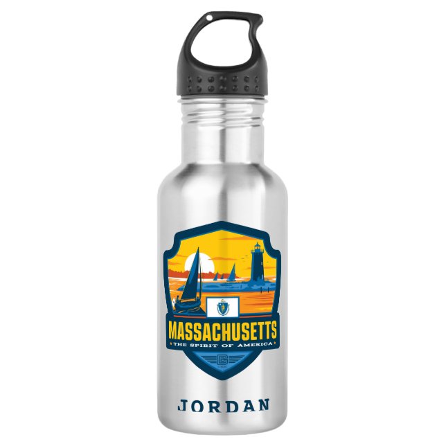Staatsstolz | Massachusetts Edelstahlflasche (Vorderseite)