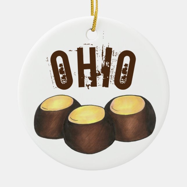 Staatsstolz Ohio Buckeye Erdnusscreme Keramik Ornament (Vorne)