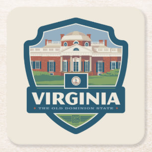 Staatsstolz   Virginia Rechteckiger Pappuntersetzer