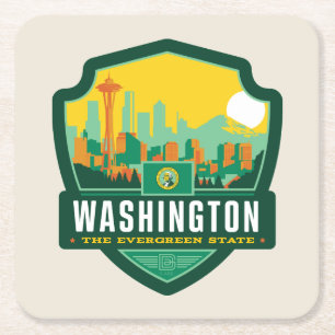 Staatsstolz   Washington Rechteckiger Pappuntersetzer