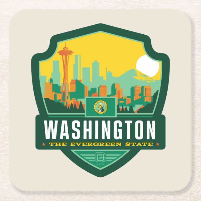 Staatsstolz | Washington Rechteckiger Pappuntersetzer (Vorderseite)