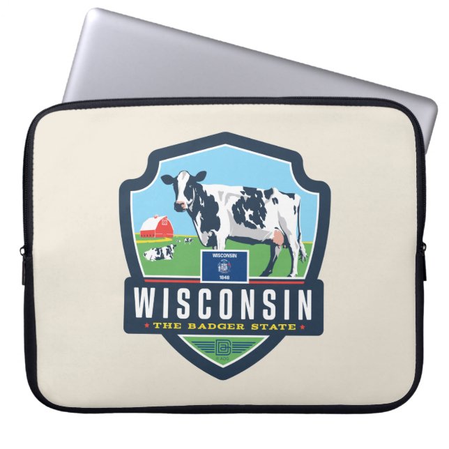 Staatsstolz | Wisconsin 2 Laptopschutzhülle (Vorderseite)