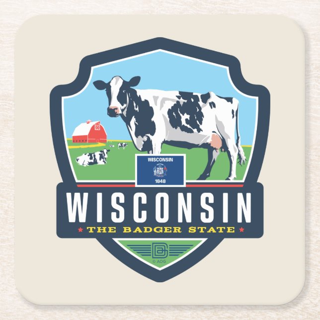 Staatsstolz | Wisconsin 2 Rechteckiger Pappuntersetzer (Vorderseite)