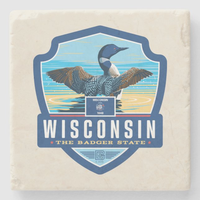 Staatsstolz| Wisconsin Steinuntersetzer (Vorderseite)