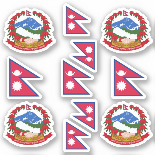Staatssymbole Nepals/Wappen und Flagge Aufkleber (Vorderseite)