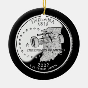 Staatsvierteldollar von Indiana Rückseite Faux Keramik Ornament