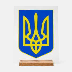 Staatswappen der Ukraine Goldener Dreizack Fine Ar Acrylschild