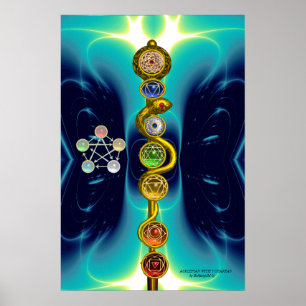STAB DES ASKLEPIOS 7 CHAKREN, YOGA, SPIRITUELLE EN POSTER