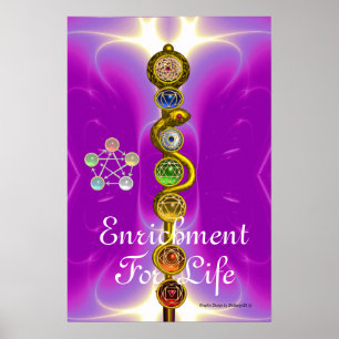 STAB DES ASKLEPIOS 7 CHAKREN, YOGA, SPIRITUELLE EN POSTER