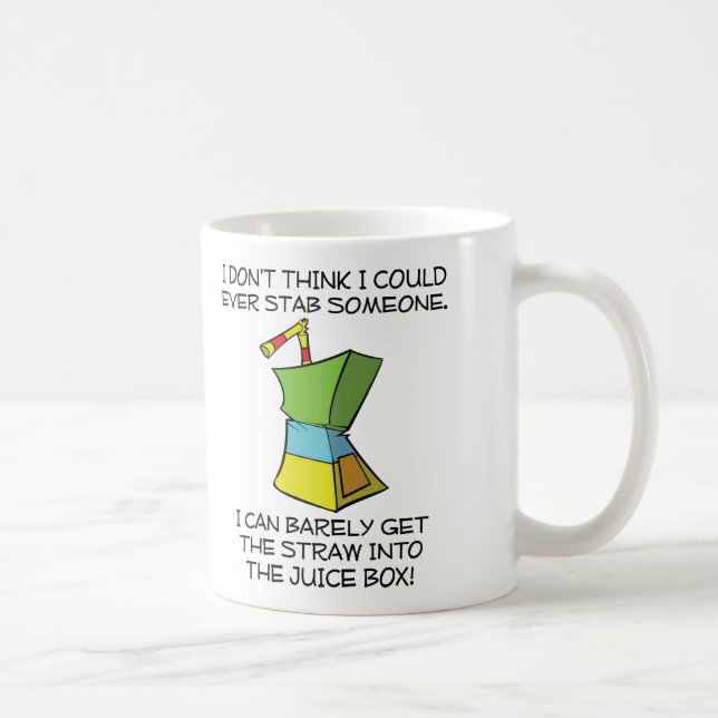 Stabbing Juice Boxes Funny Mug Kaffeetasse (Rechts)