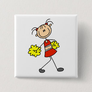 Stäbchen-Figur Cheerleading T-Shirts und Geschenke Button