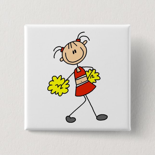 Stäbchen-Figur Cheerleading T-Shirts und Geschenke Button (Vorderseite)