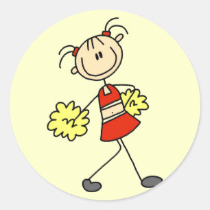 Stäbchen-Figur Cheerleading T-Shirts und Geschenke Runder Aufkleber